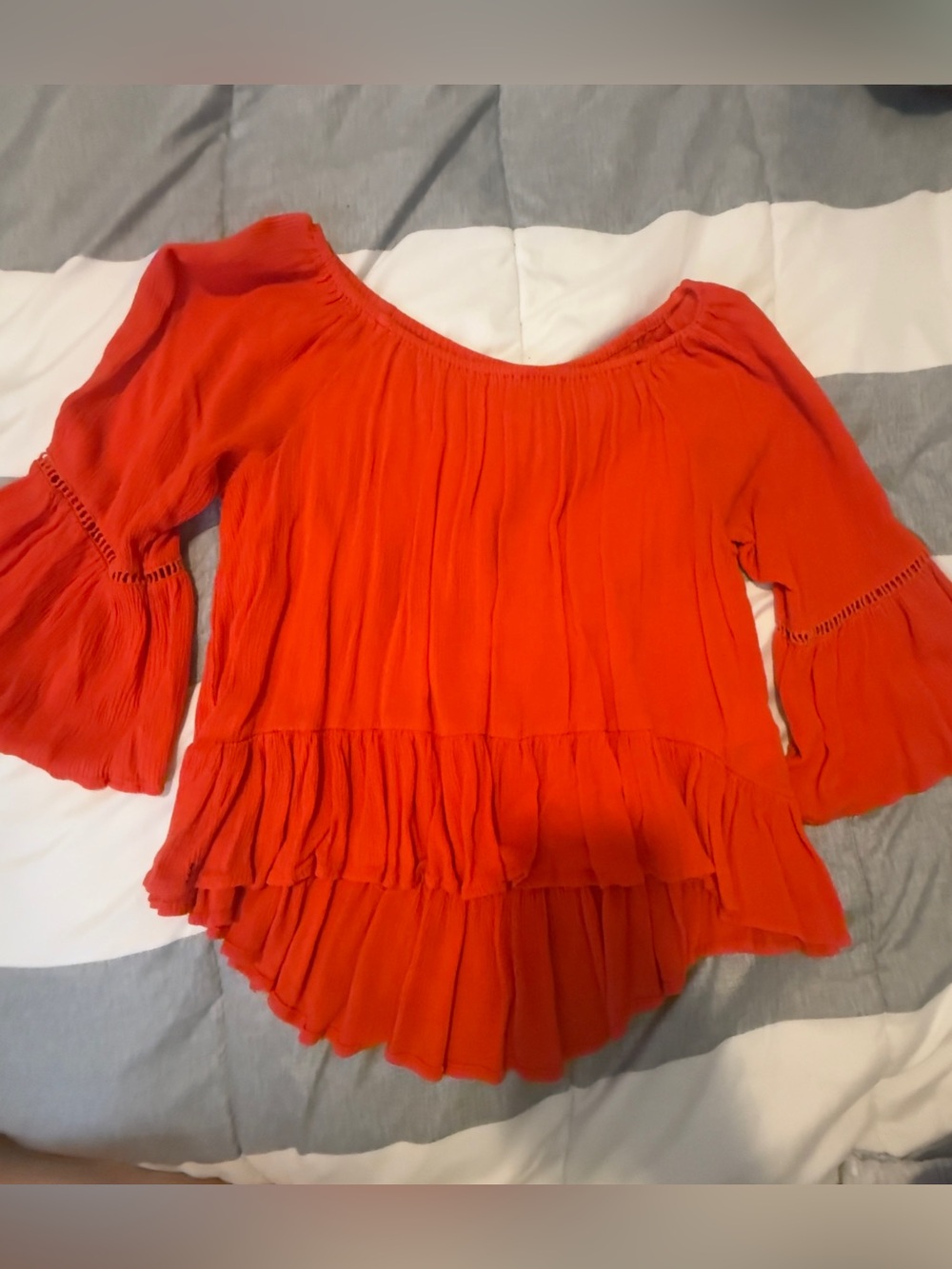 Women’s Off-Shoulder Ruffled Blouse - orange